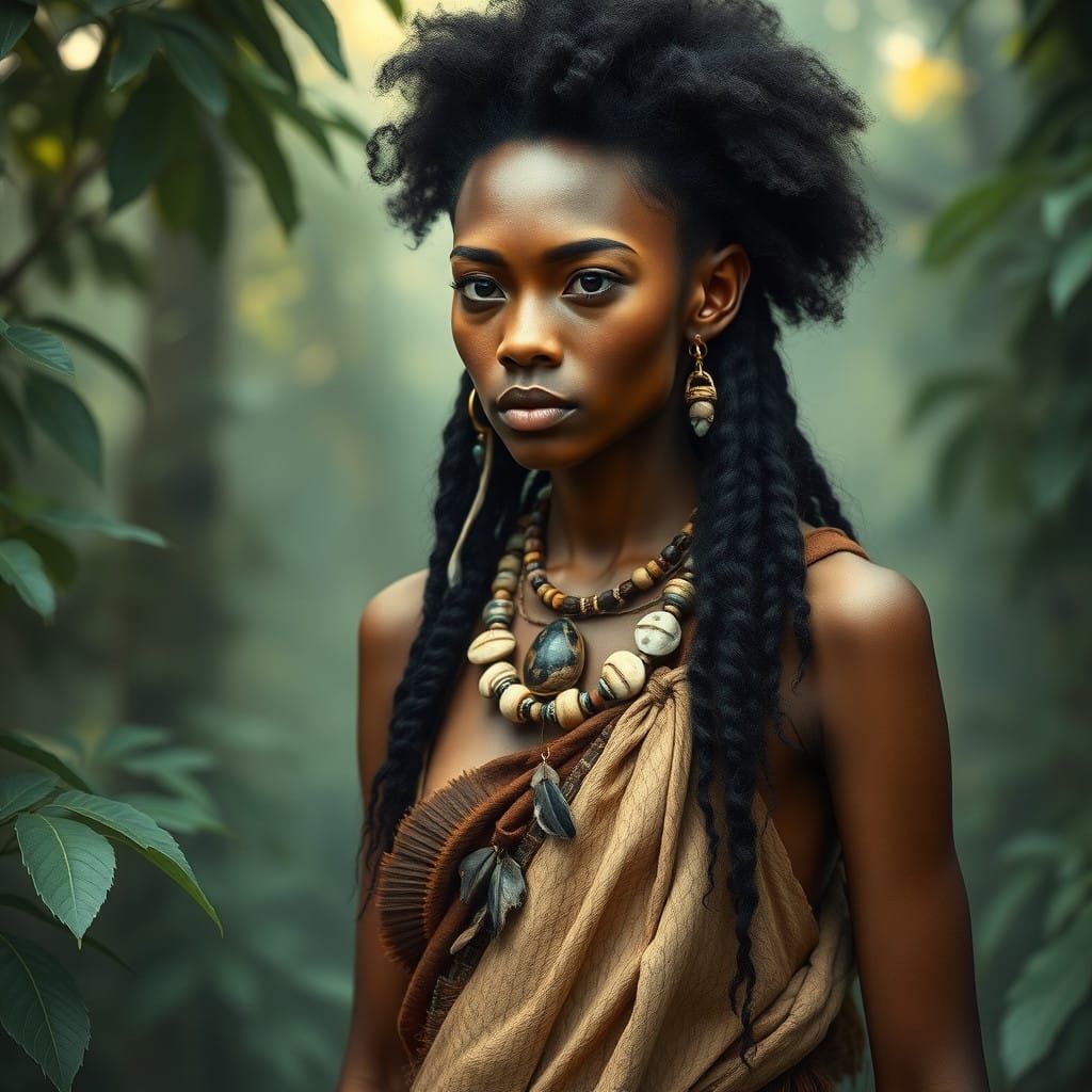 Beautiful woman dressed in 13000 B.C. fashion and wearing hairstyle 130000 B.C., Claude Monet