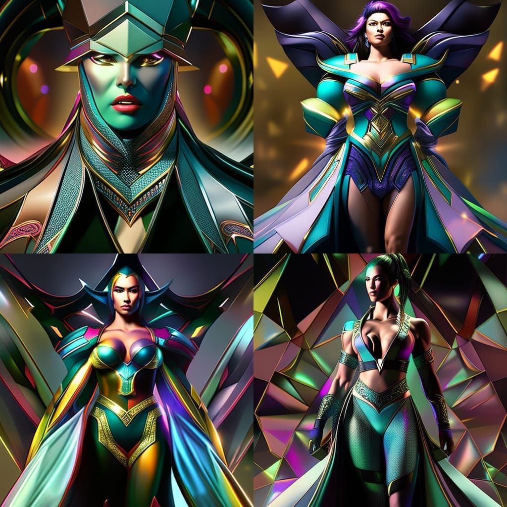 Fantasy Female Bodybuilder in Digital Pop Art Style