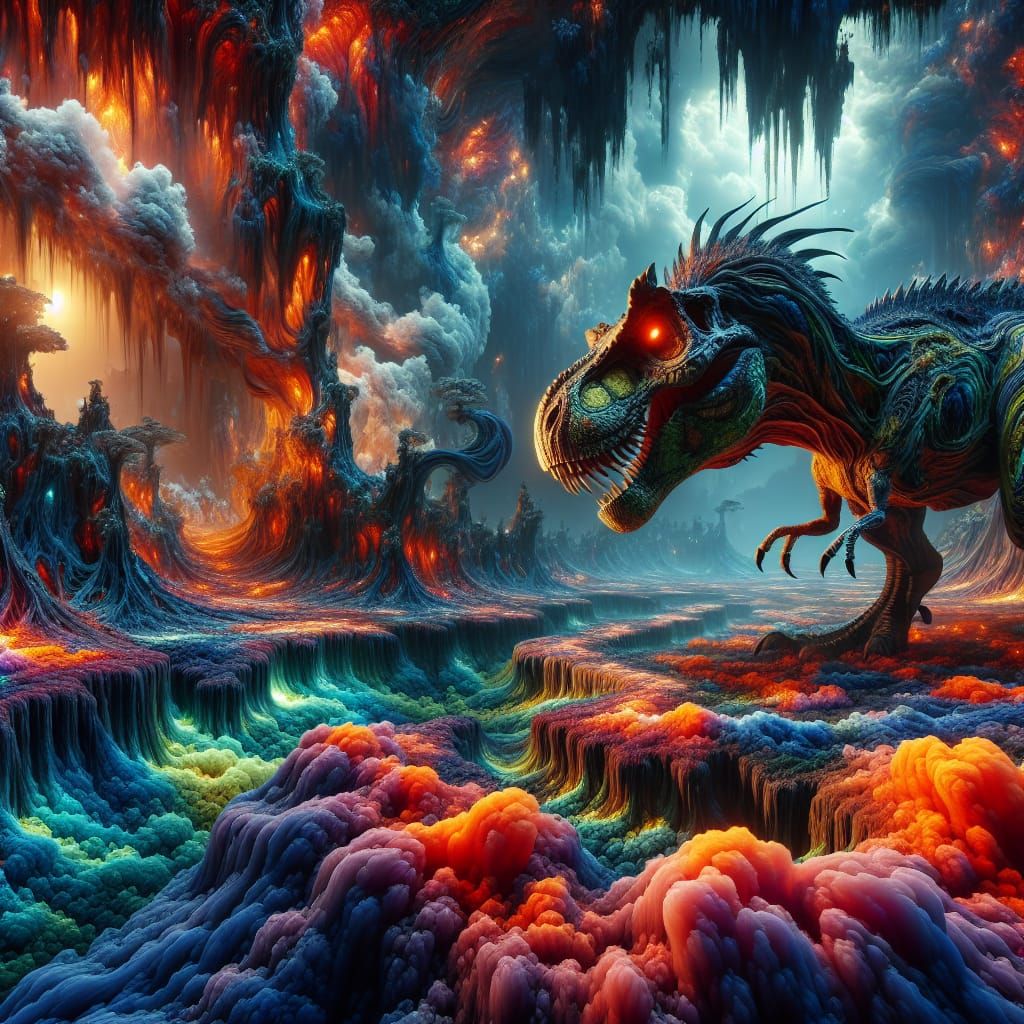 Majestic T-Rex in a Fantastical Alien World