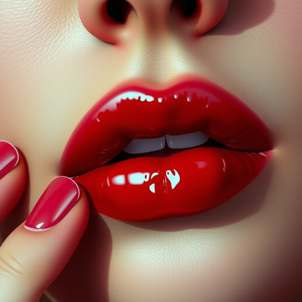 Seductive Lips in Hyper-Realism with Digital Art Style