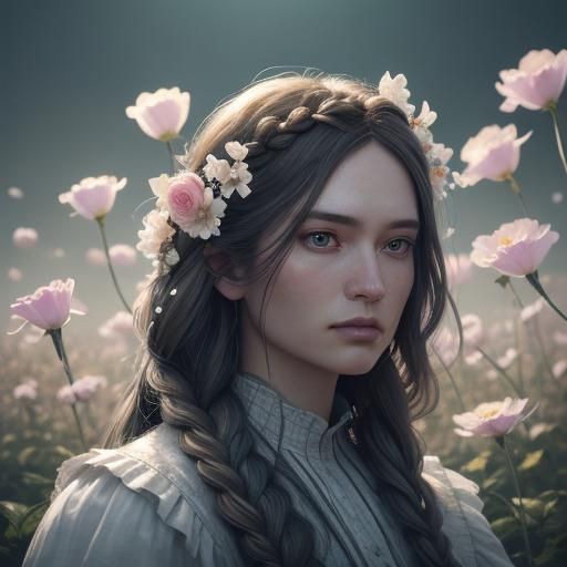 Braided Woman Portrait in Hyper-Realistic Style