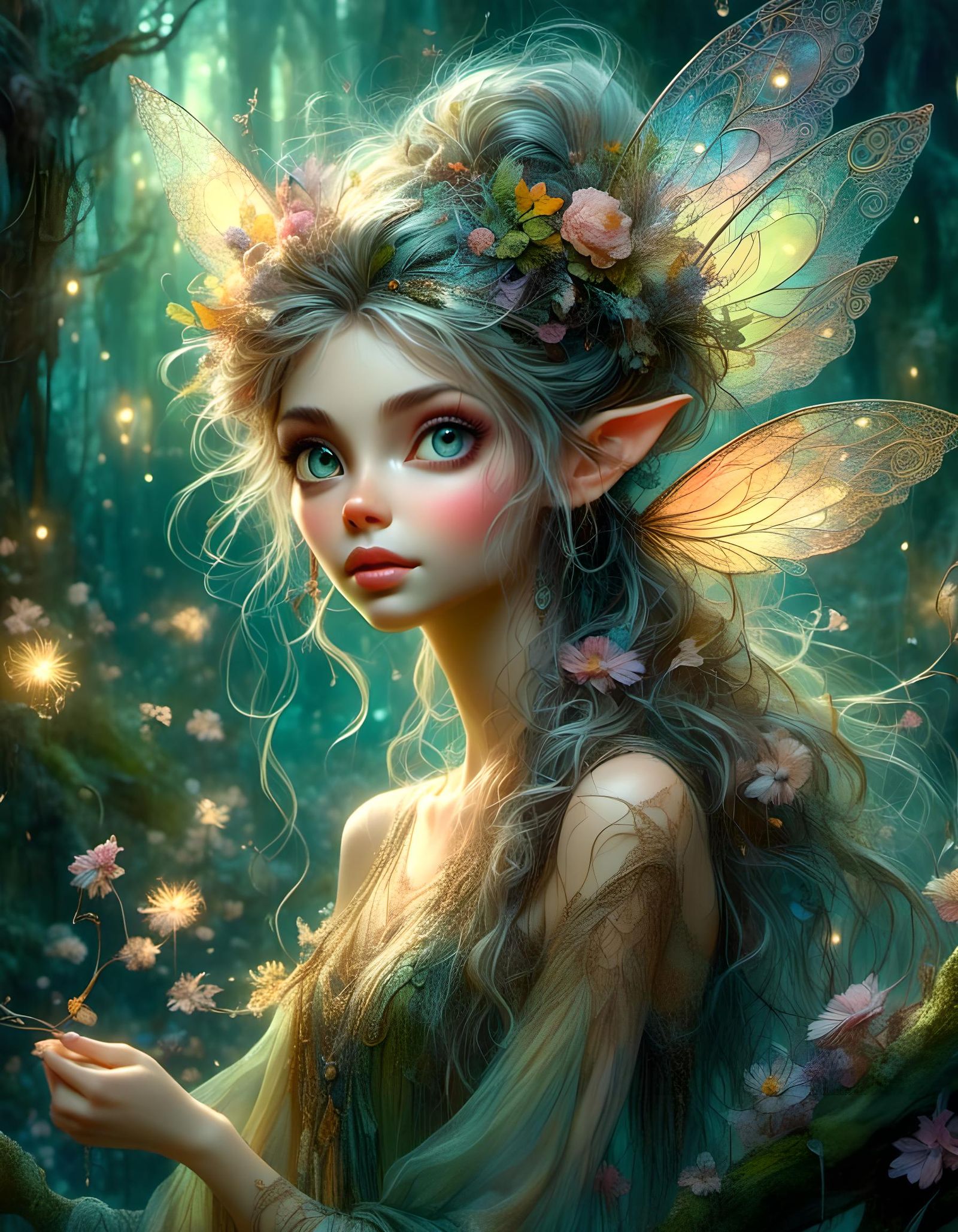 Woodland Fairy Queen in Spring Moonlight