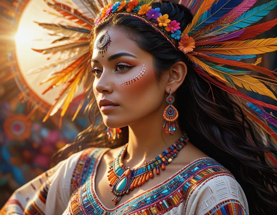 Ethereal Goddess of the Moon in Vibrant Oil Painting