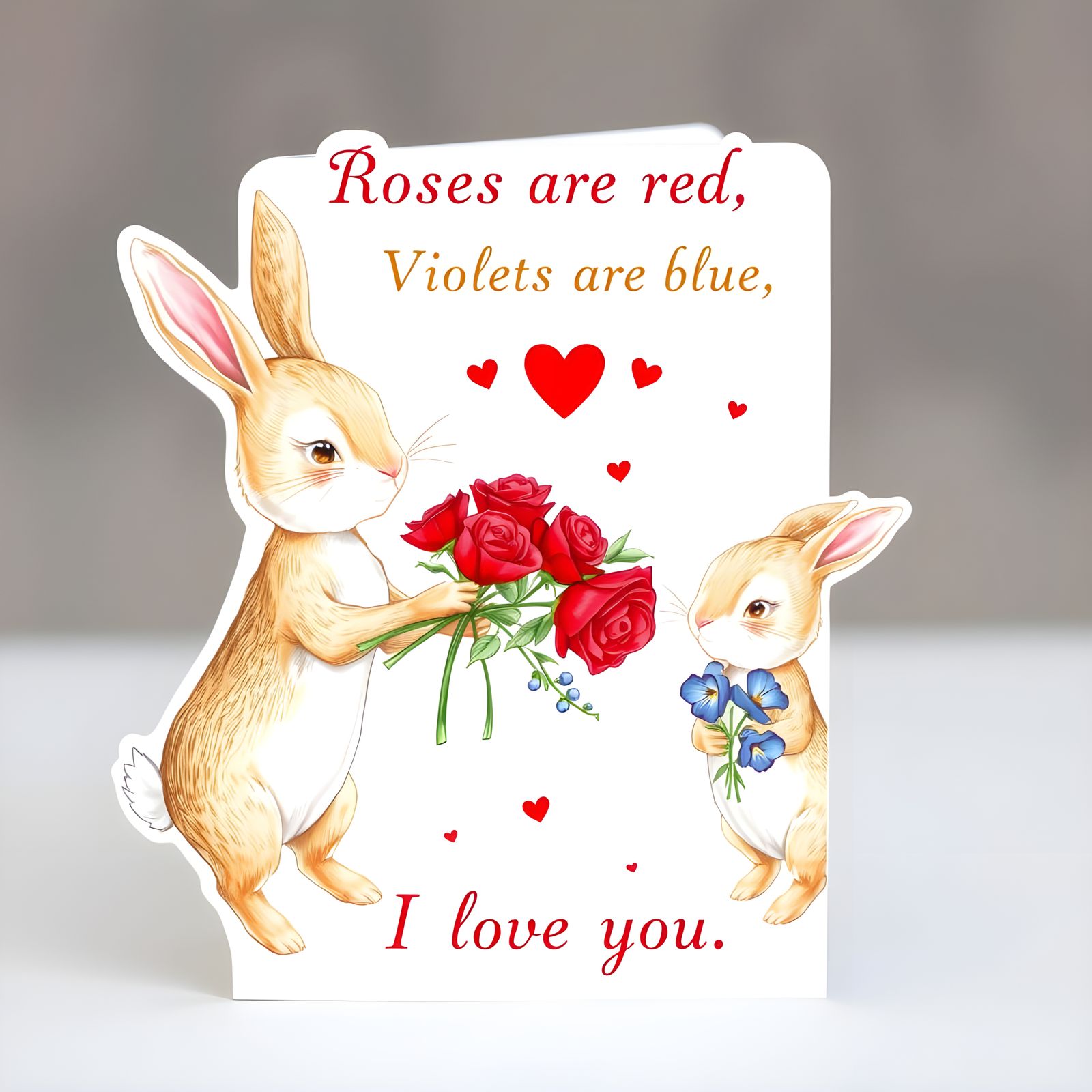 Roses and Violets Valentine's Day Card in Whimsical Pastel S...