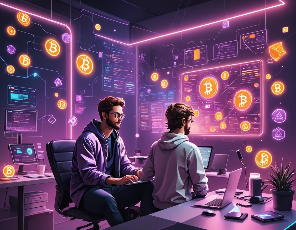 Freelancer Receives Crypto Payment Notification in Neon Styl...