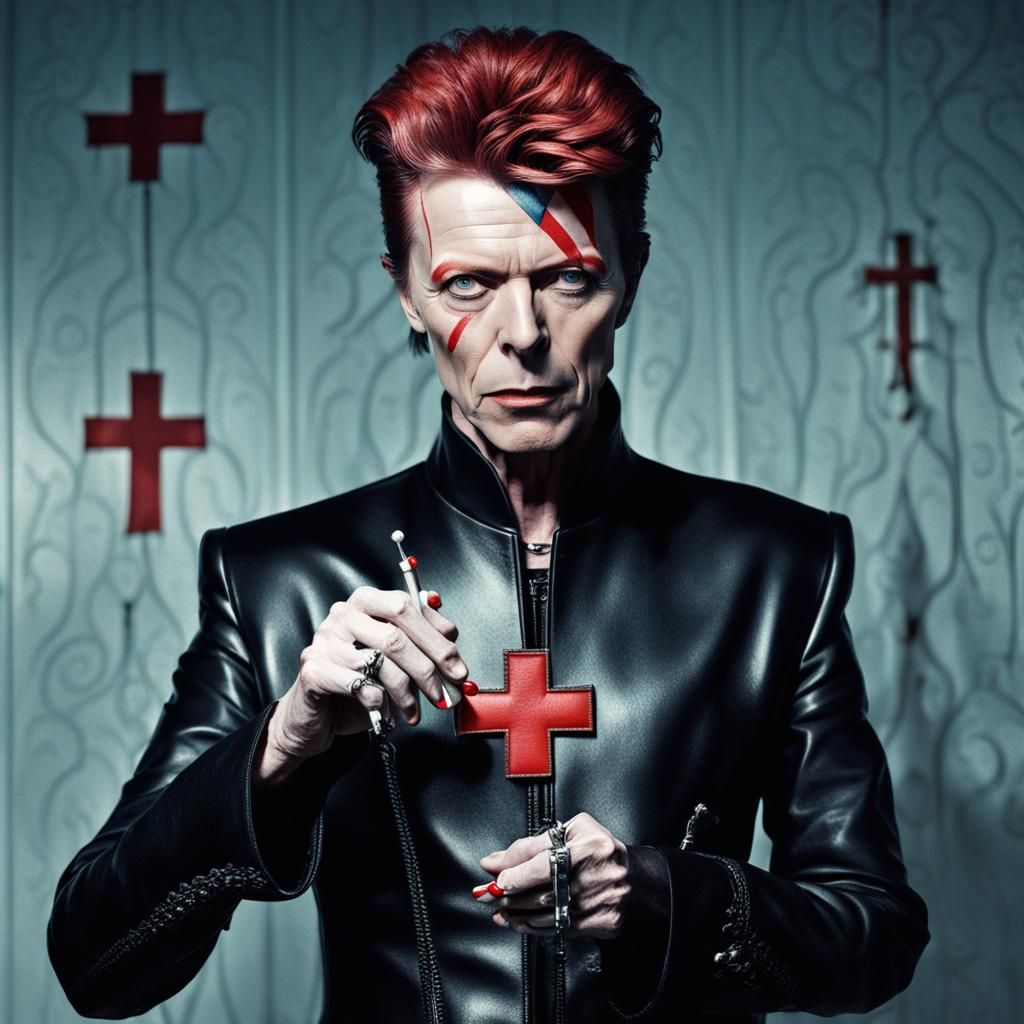 Figure in Leather with Injection: Creepy Pastel Aesthetic