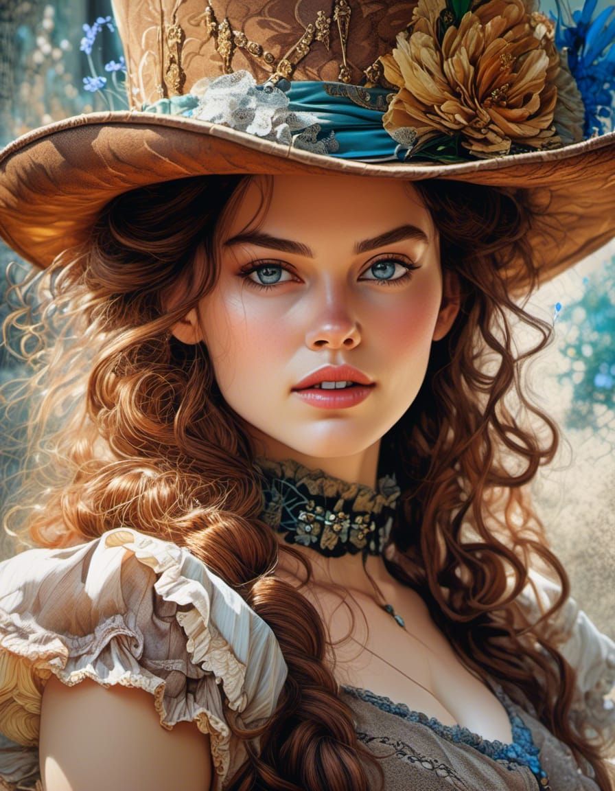 Gorgeous Woman in Steampunk Victorian Attire