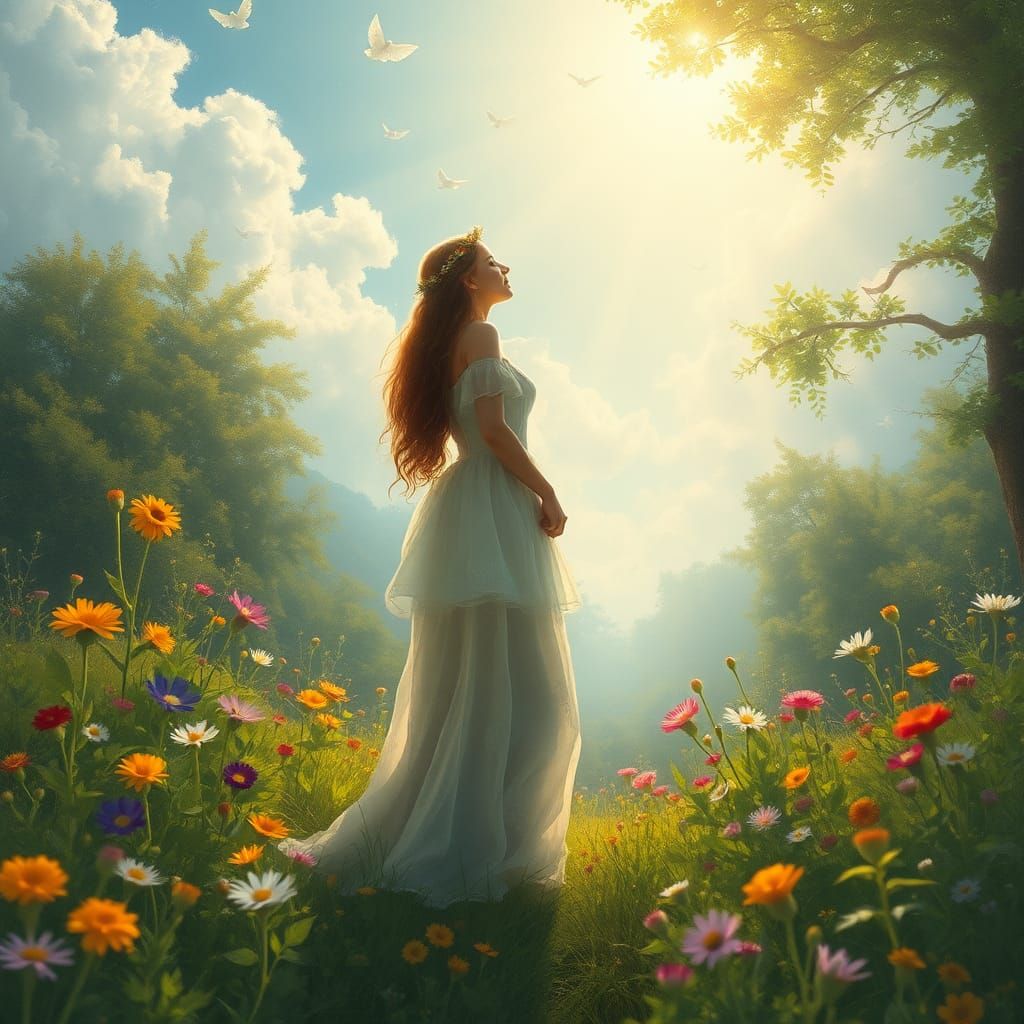 Enchanted Maiden in Impressionist Dreamscape