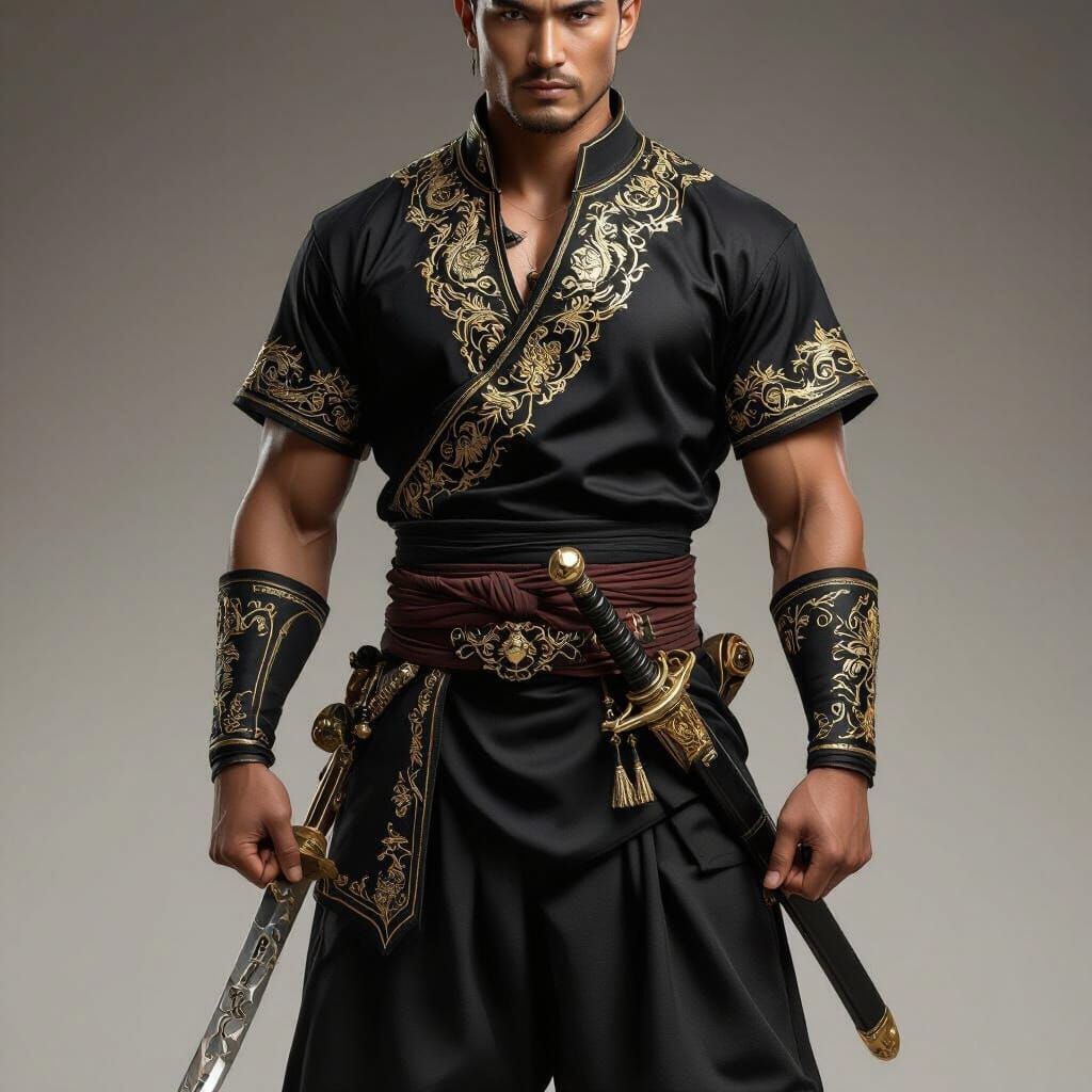 Sulu Warlord in Ornate Silk Baju Badu Batawi