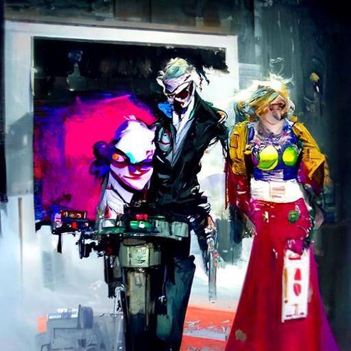 Cyberpunk Joker and Harley Quinn Digital Art
