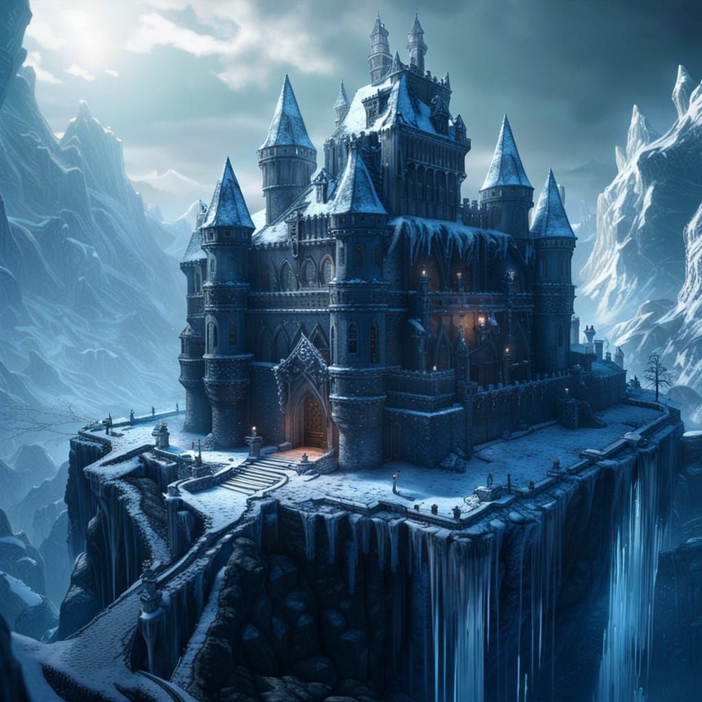 Icy Castle in Dark Fantasy Style