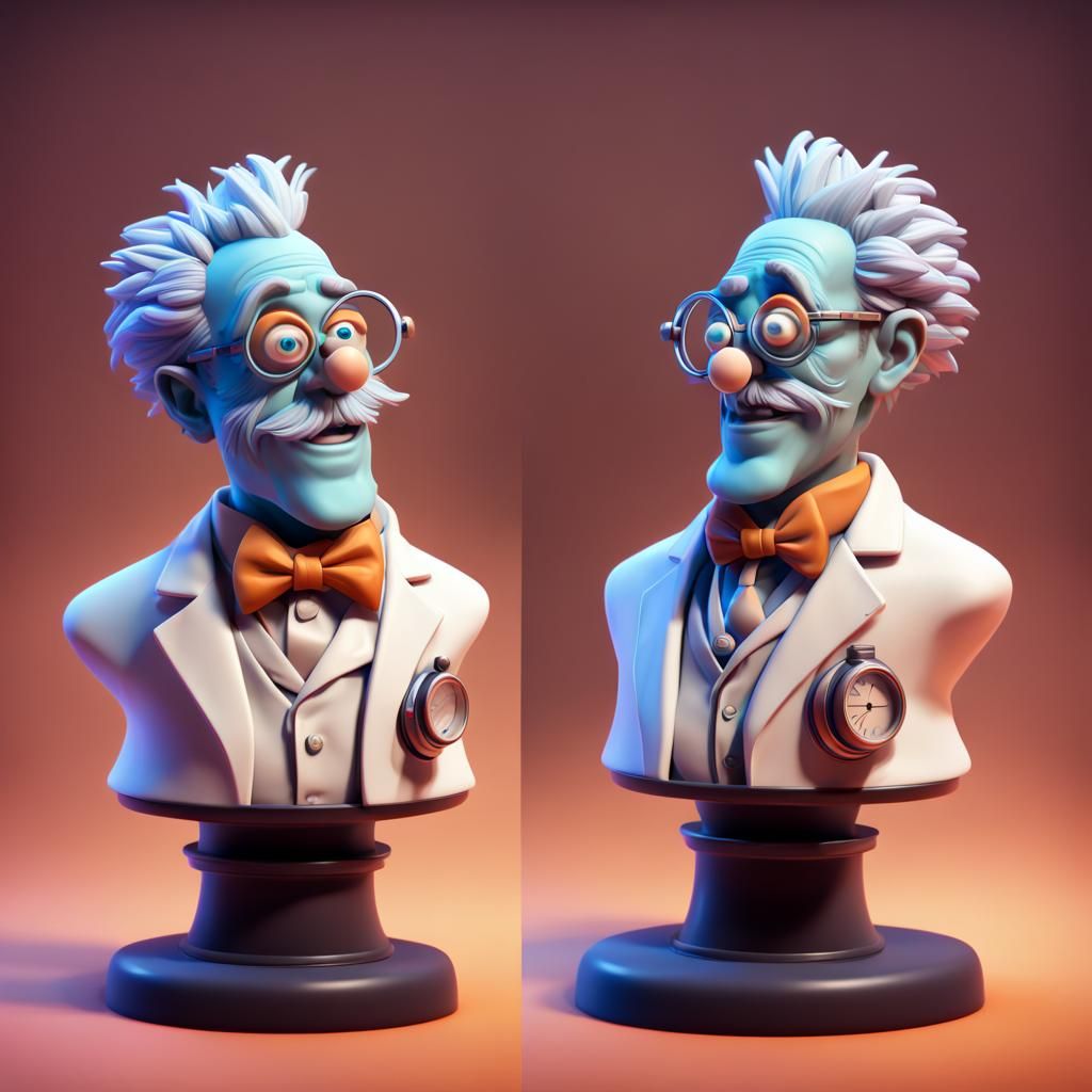 Mad Scientist 3D Bust for RPG Game