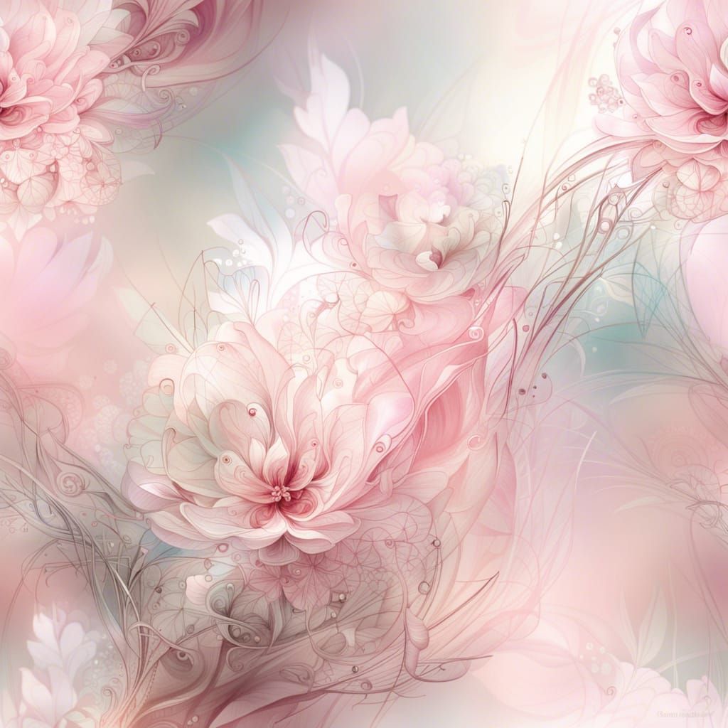 Pink Fractal Filigree in Pastel Ink Style