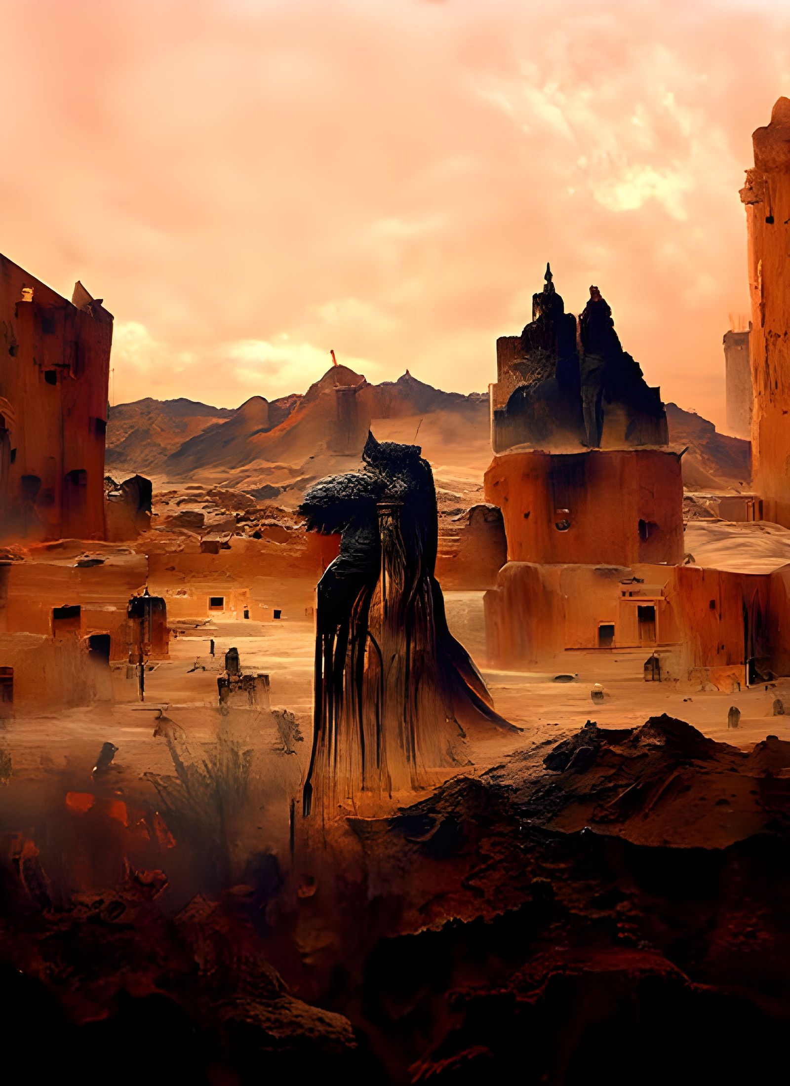 Mystical Desert City in Dark Medieval Style