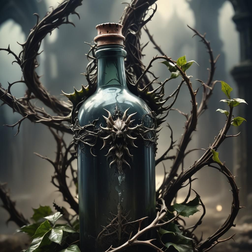 Tainted Holy Water Bottle with Claws: Digital Matte Painting