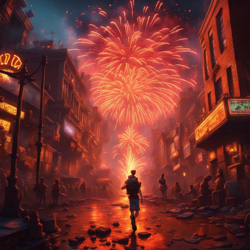 #epic
#Cinematic
#Extreme Detailed
#extreme new year colorfully fireworks environment
Reddish fire sparks all over
#Spon...