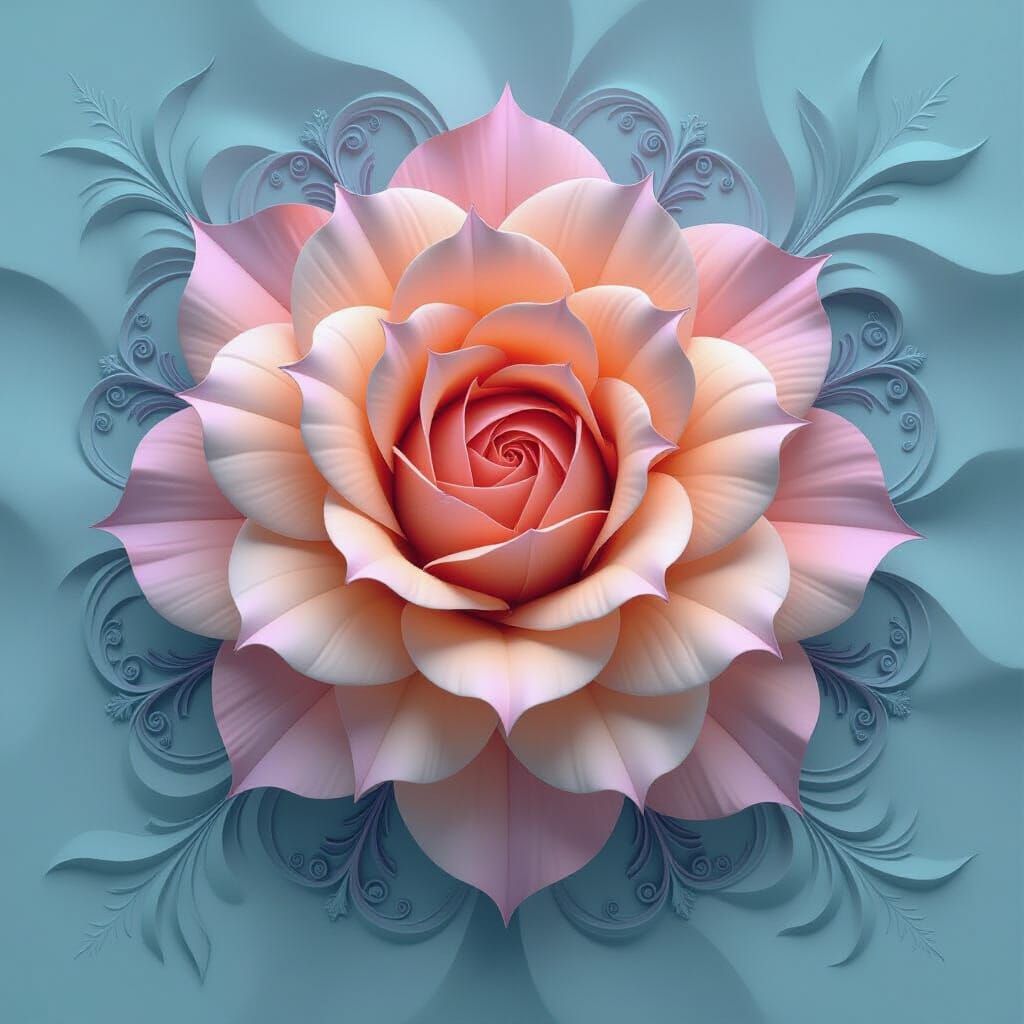 Surreal Fractal Rose with Baroque Elements