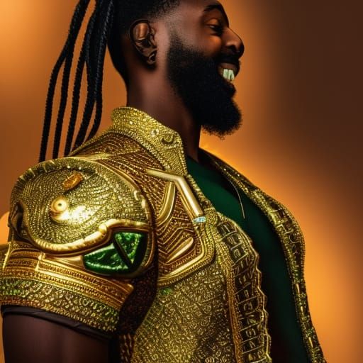 chocolate handsome african american male beard warrior weari...