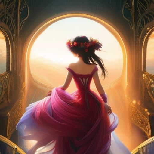 gorgeous woman in a dream dress