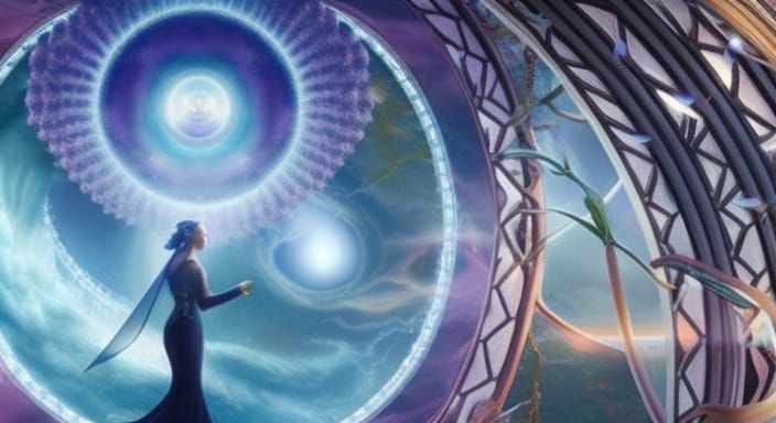 Surreal Woman in Mycelium Network: Elegant Forest Art