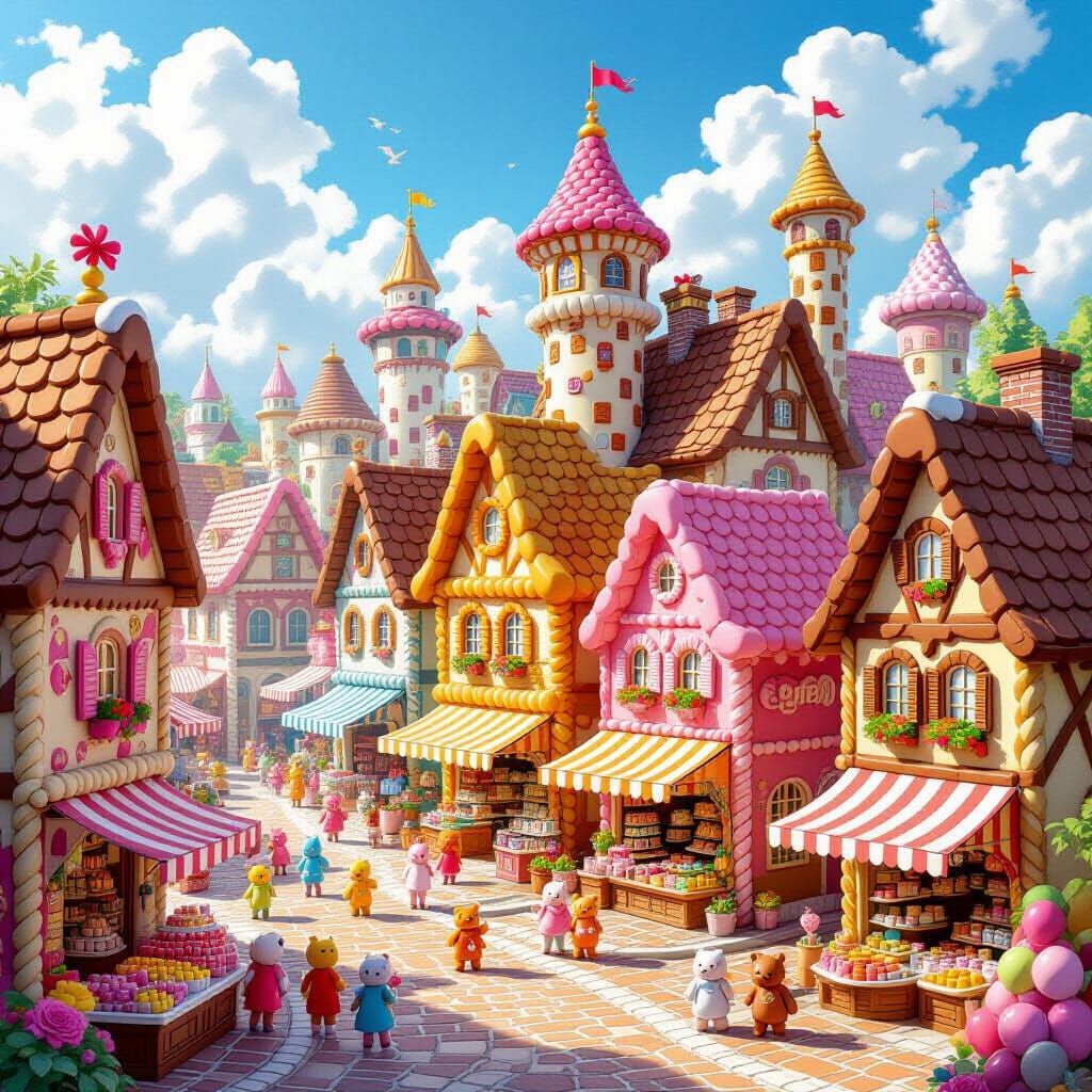 Bustling Candy Marketplace Digital Painting