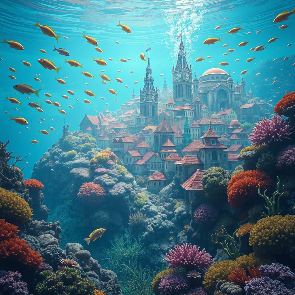 Underwater City Thriving in a Kaleidoscopic Style