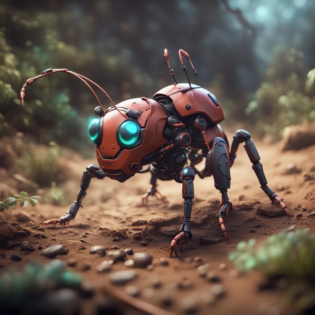 War-Ready Robotic Ant in Detailed Matte Painting