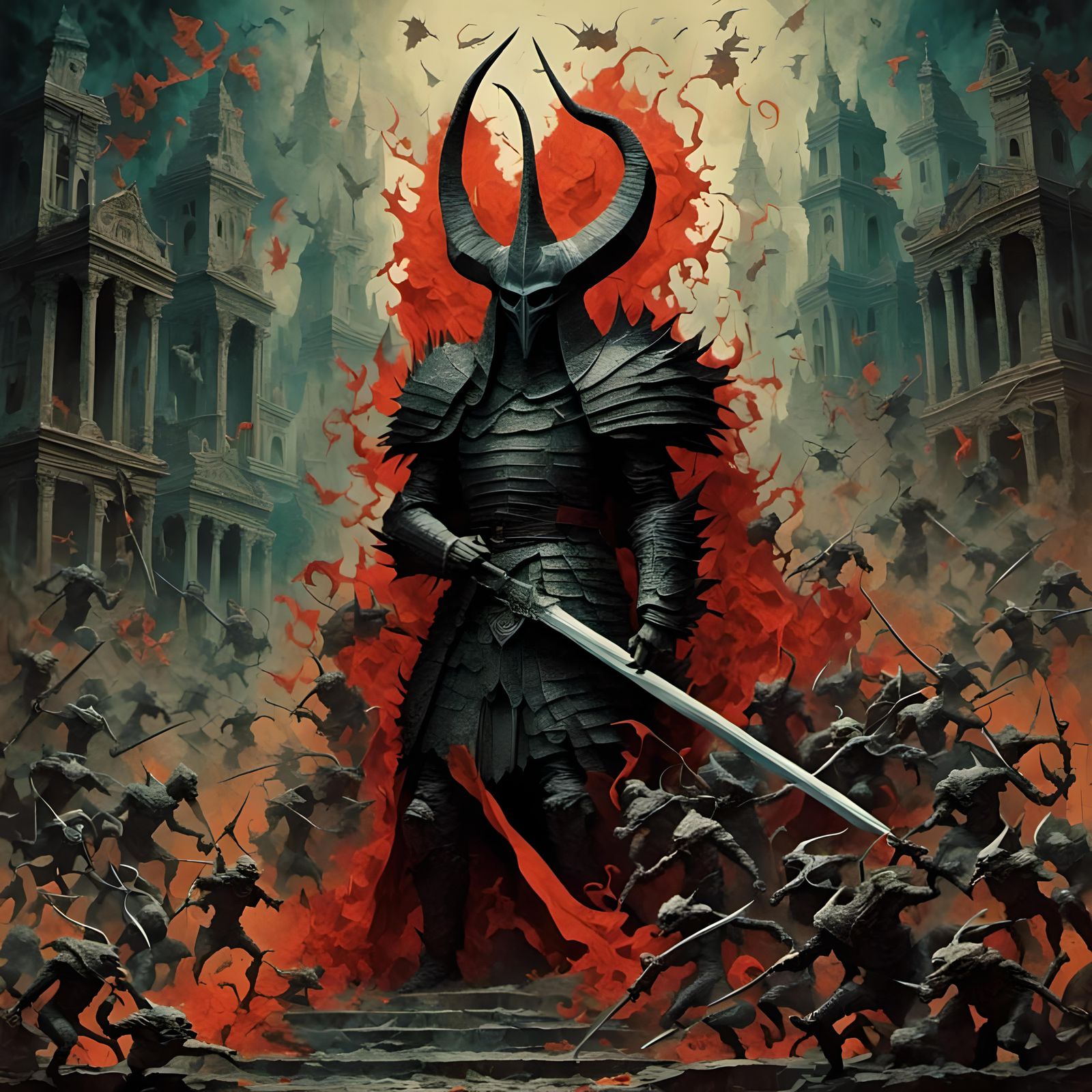 Detailed Origami Paper Sculpture in Pastel Horror Style