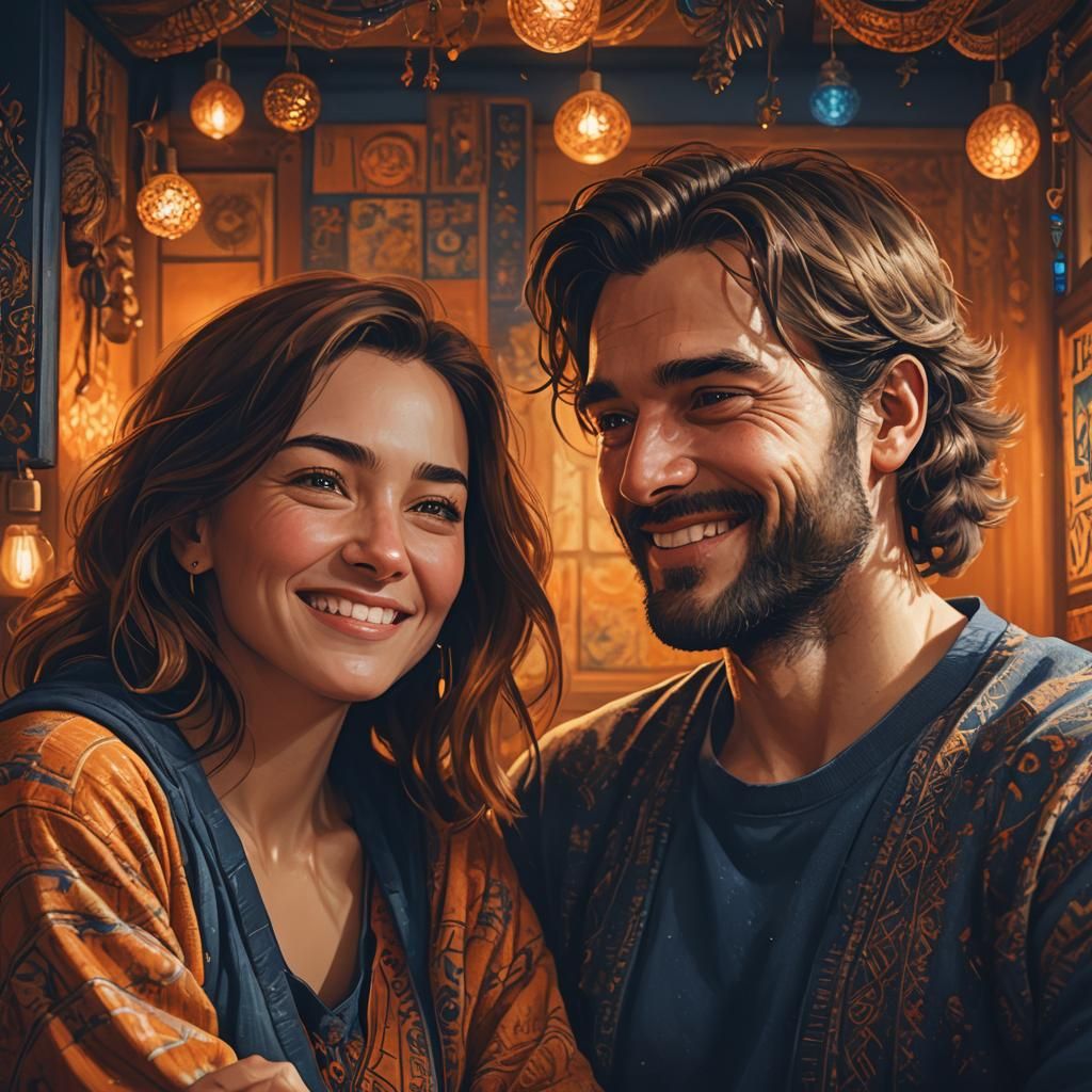 Intimate Portrait of a Couple Laughing at Home