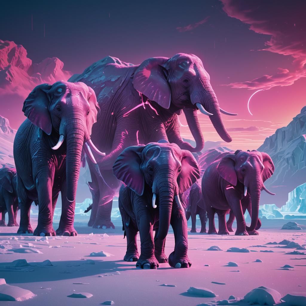 Neon Elephants in Antarctica: A Synthwave Battlefield