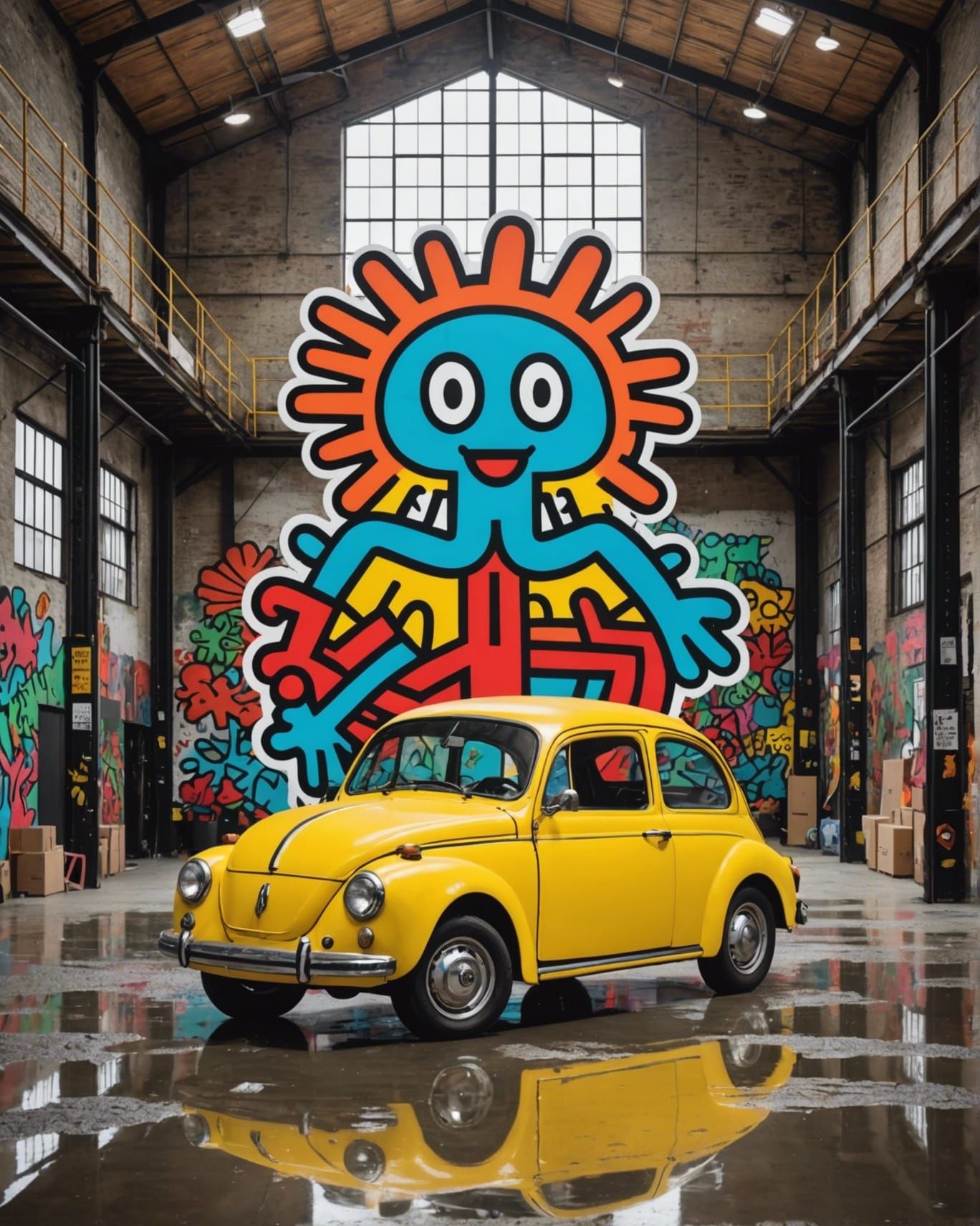 Yellow car  at Pop Art Exhibition