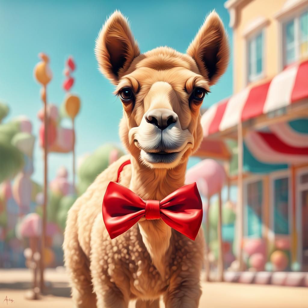 Playful Puppy in Candyland: Whimsical Digital Art