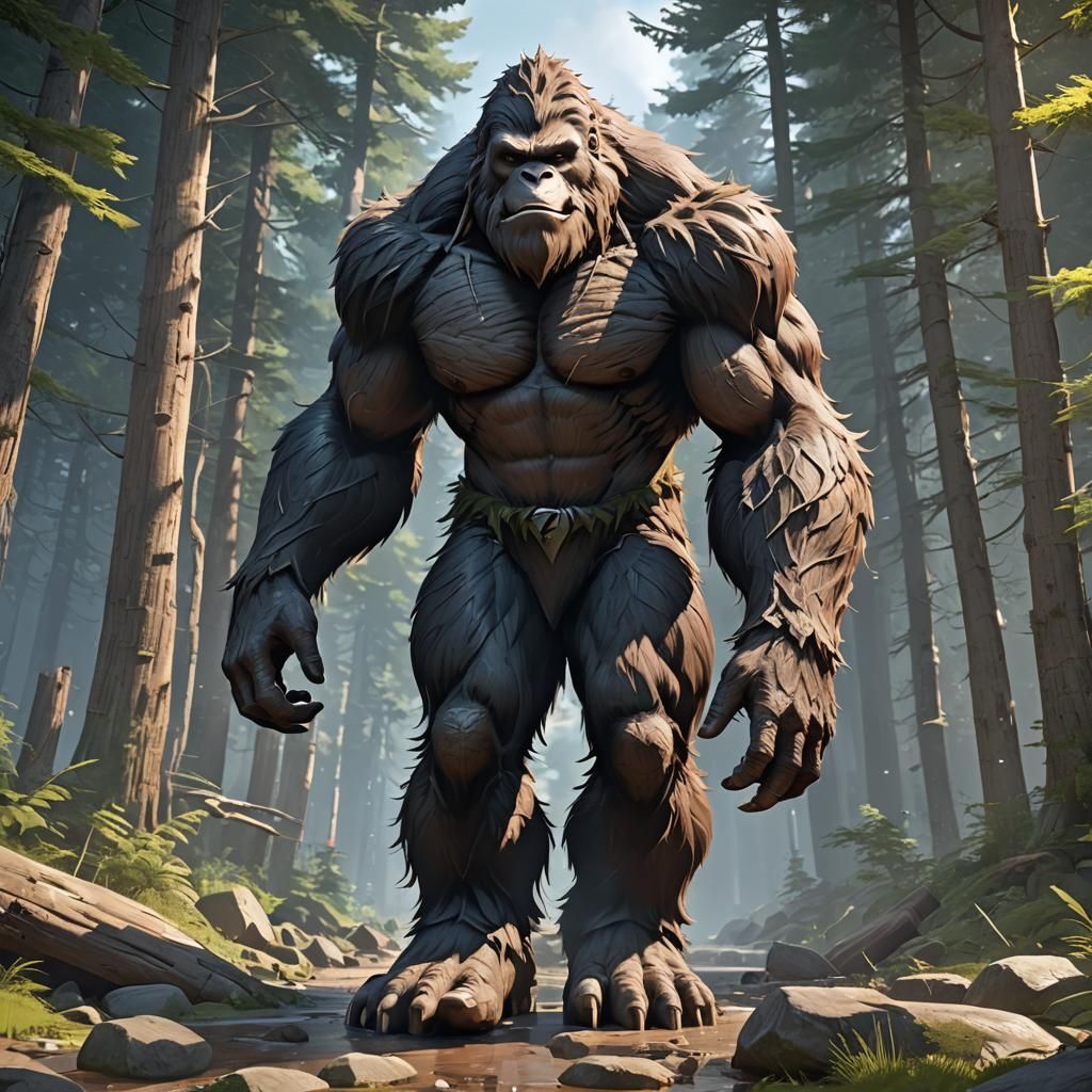 Detailed 3D Anime Art of Big Foot