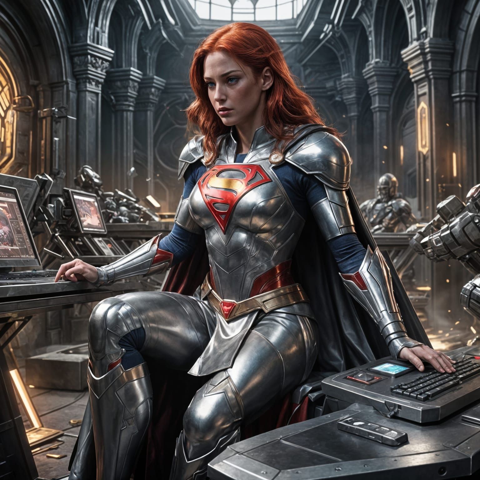 Supergirl in Fortress: Detailed Matte Painting