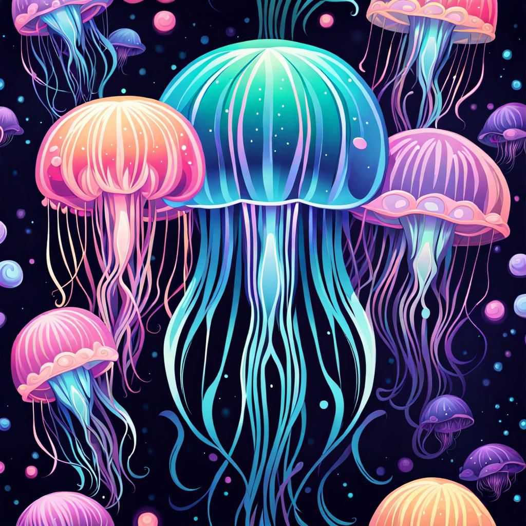 Pastel Goth Jellyfish Icon in Digital Art