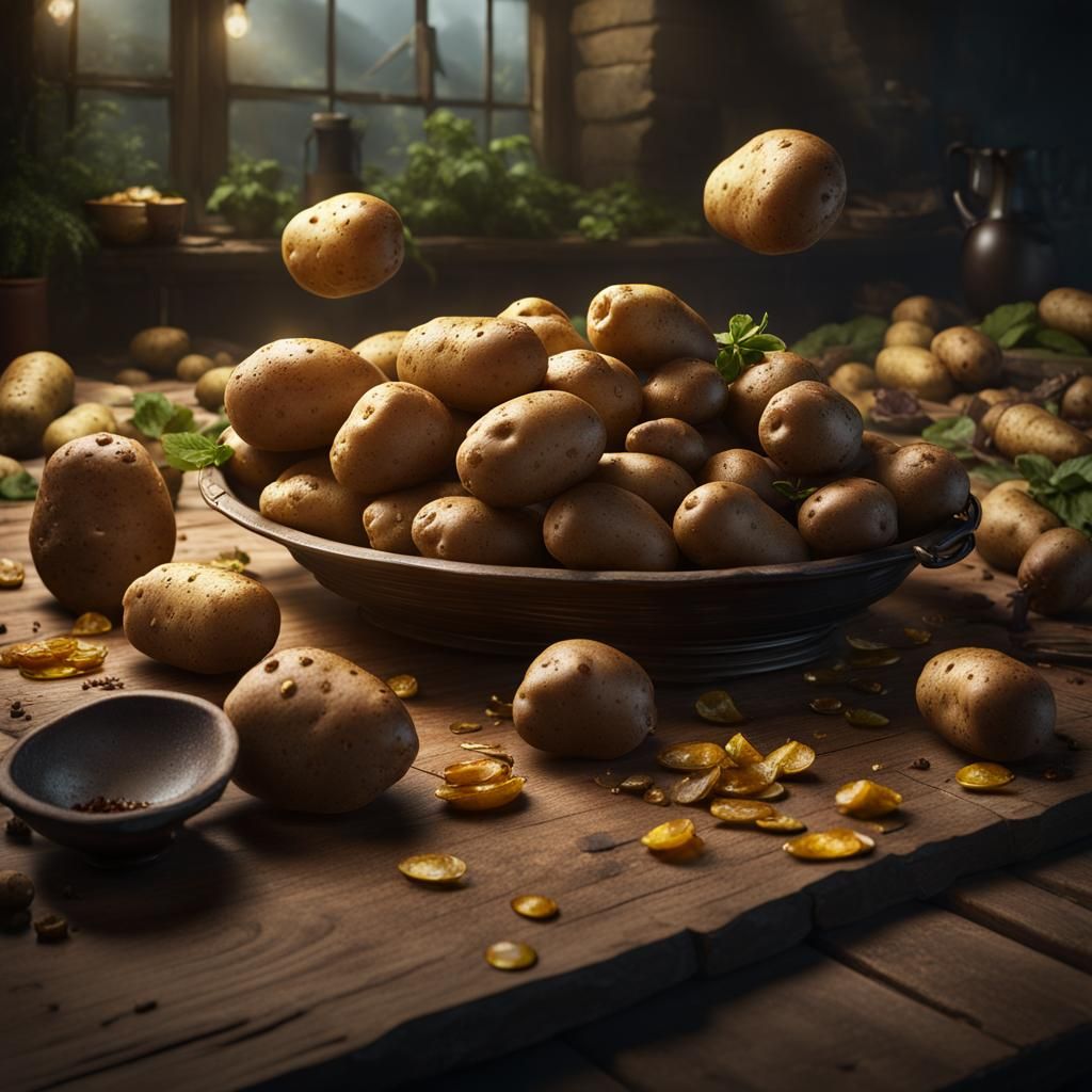 Fantastical Potatoes Roll Across a Table in Vivid Colors
