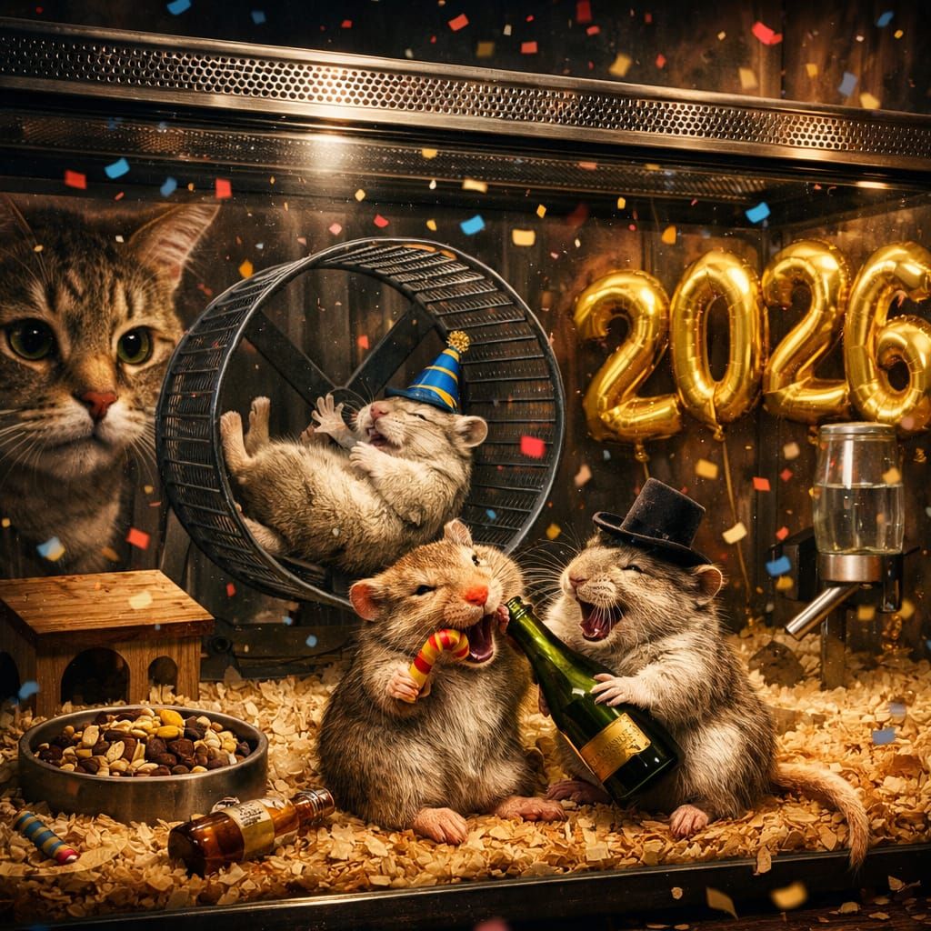 Drunk Gerbils Party in Aquarium Cage