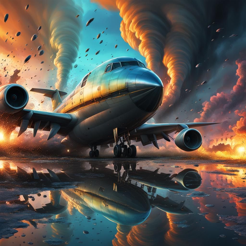 Hyperrealistic Tornado Mirror Image in Splash Art Style