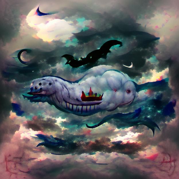 Dream Leviathan Gliding Through Night Clouds
