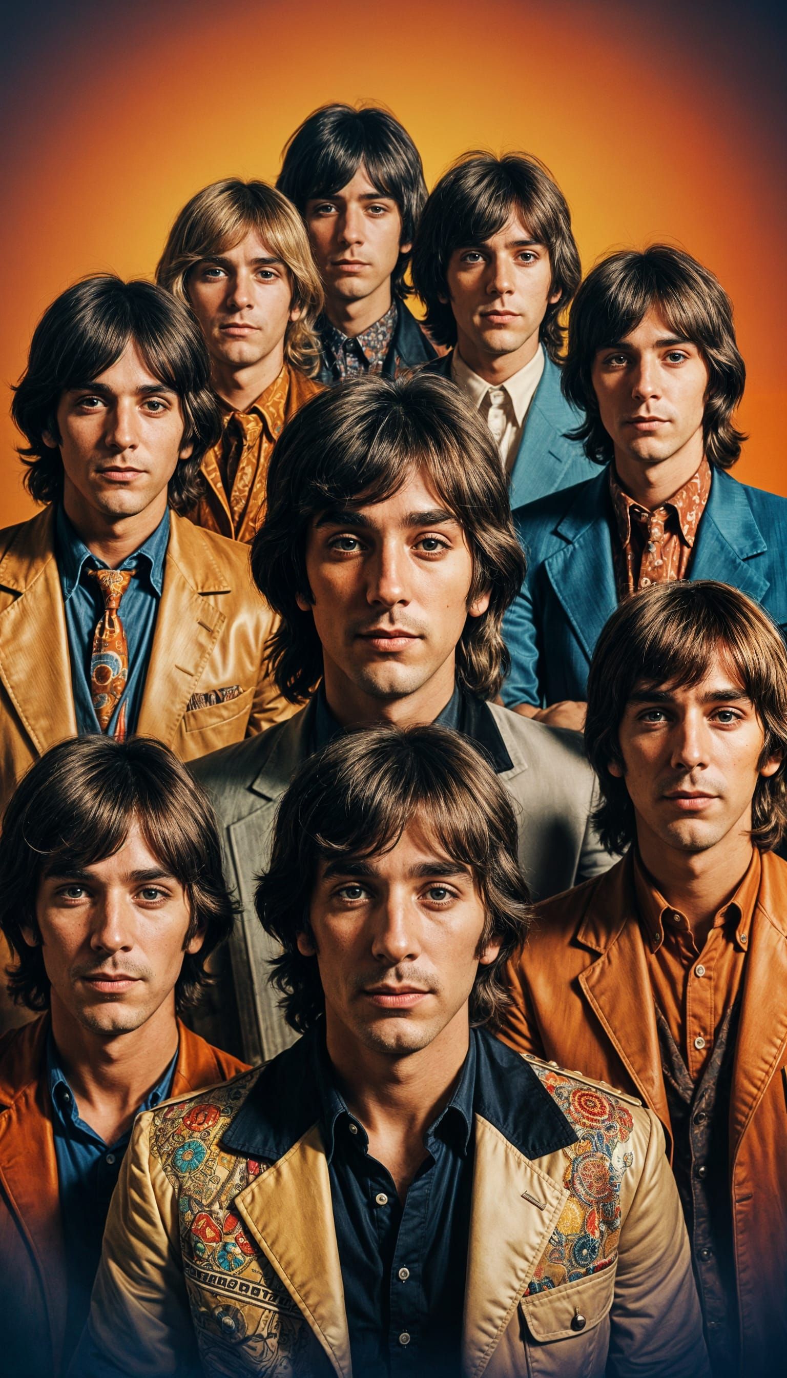 Man Contemplating Life Among 1970s Rock Legends