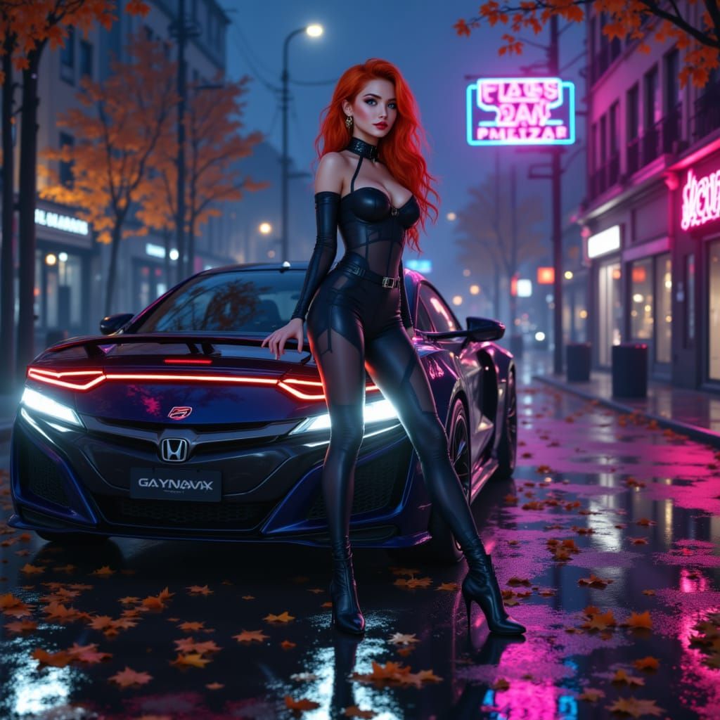 Asuka Langley Soryu by Honda NSX on Gotham Street