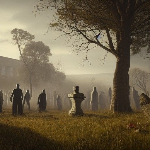 Hyperrealistic Zombies Rise from Grave in Horror Scene