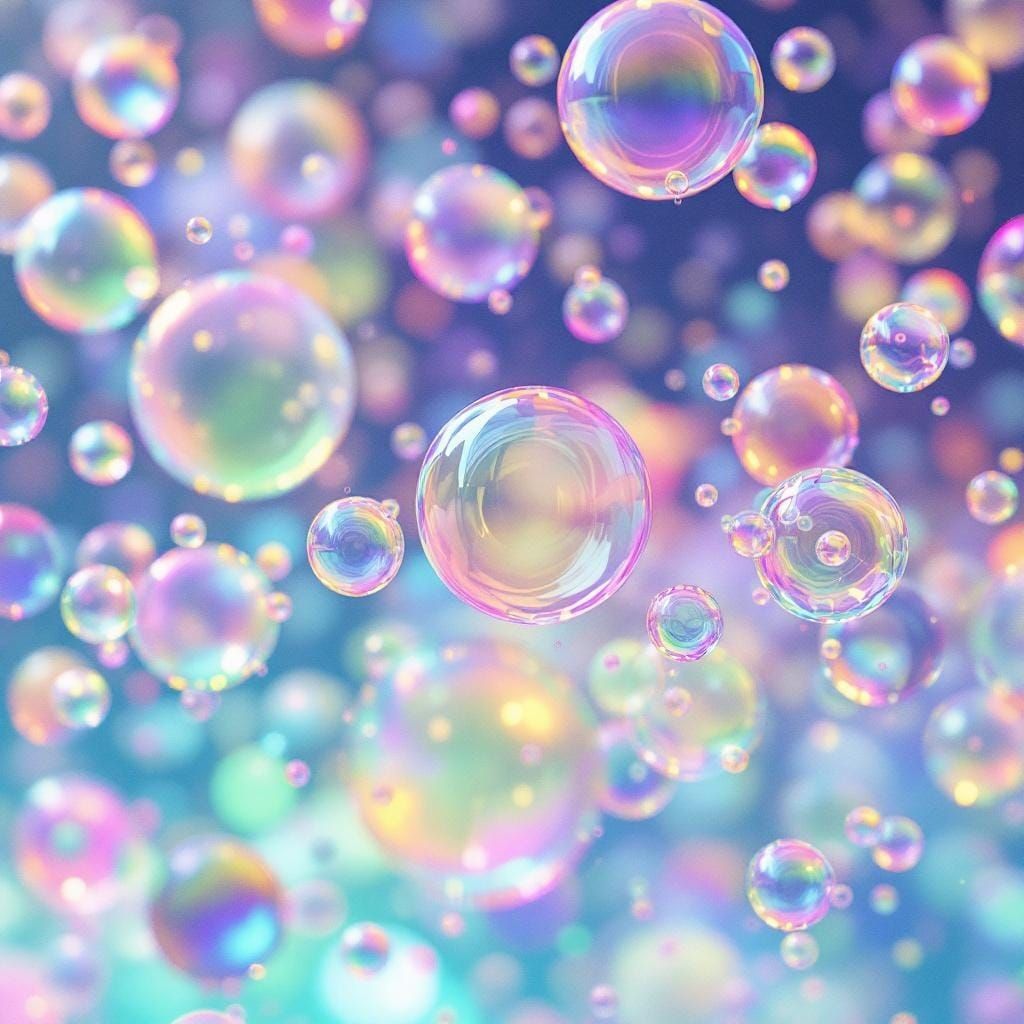 Iridescent Bubbles in Dreamy Digital Art Style