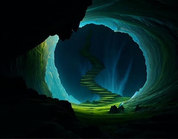 Glitch Art: Sinister Inverted Badlands Landscape