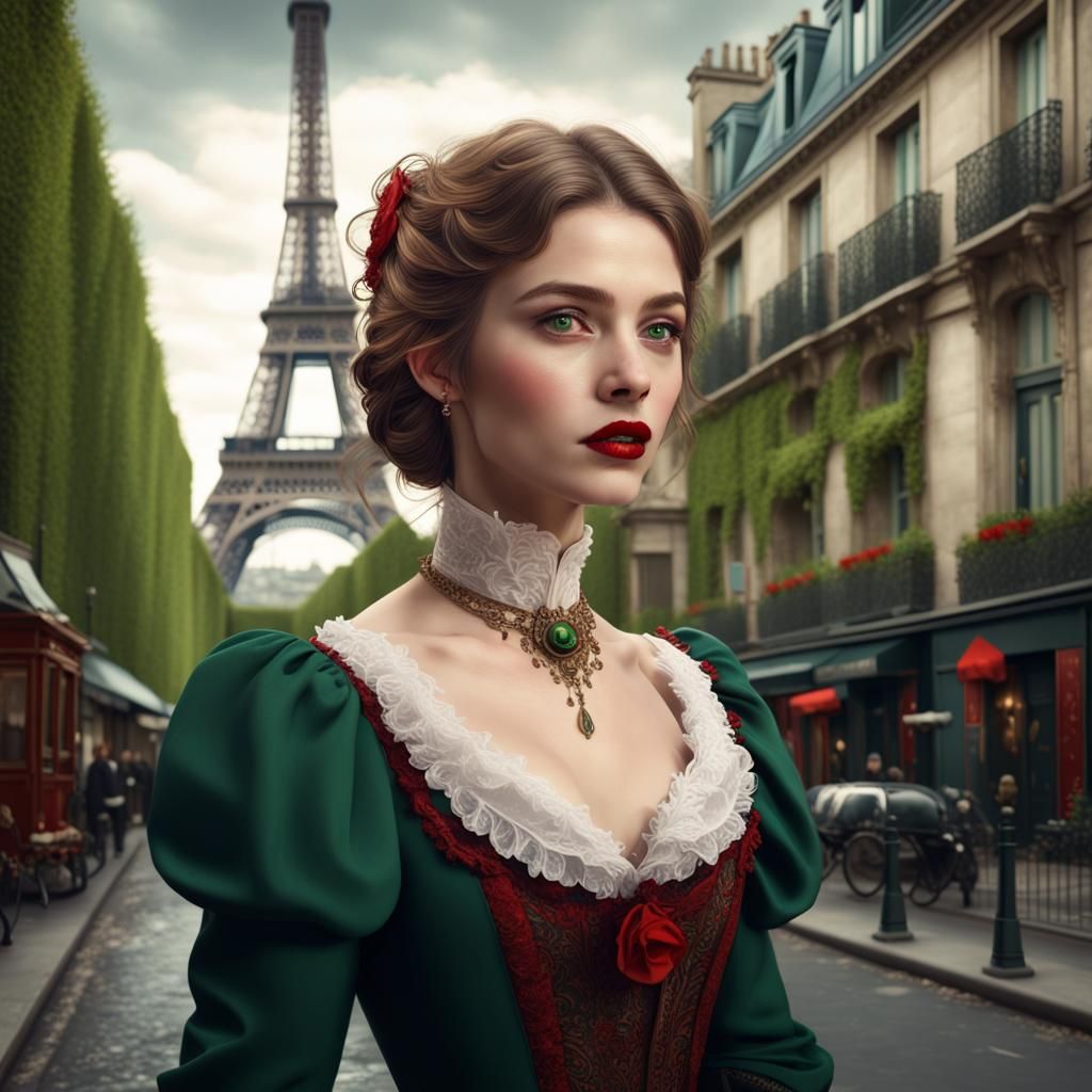 Victorian Girl in Paris: Romantic Fantasy Portrait