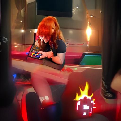 Redhead Plays Galaga in Hellscape