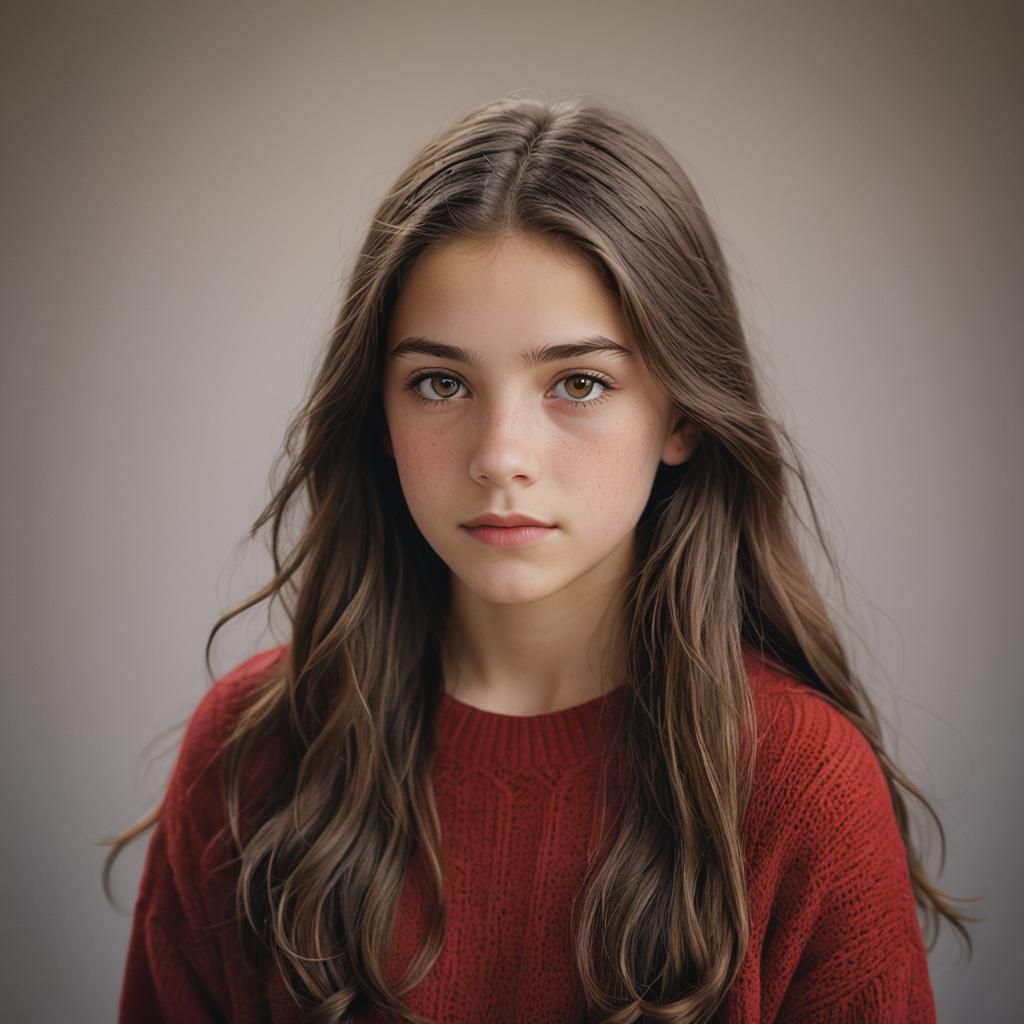Portrait of Girl with Brown Hair and Hazel Eyes