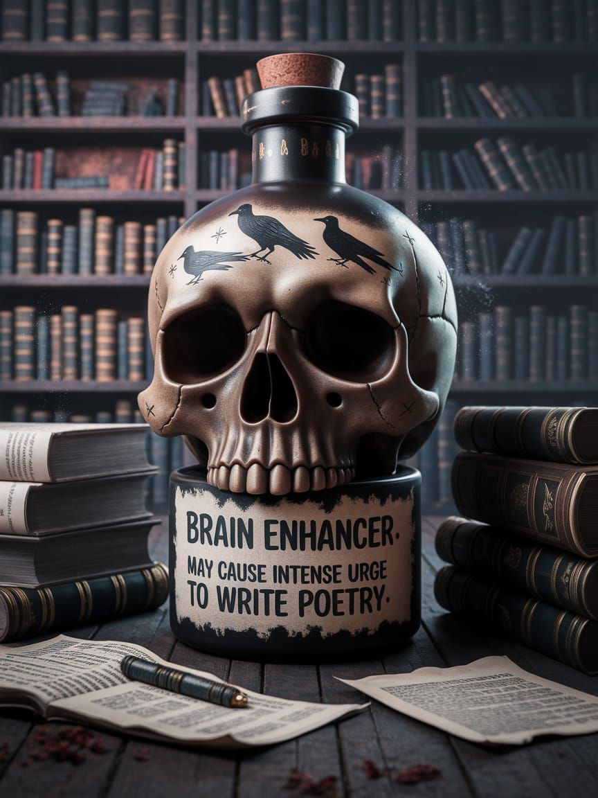 Gothic Potion in Skull Bottle: Dark Art Scene