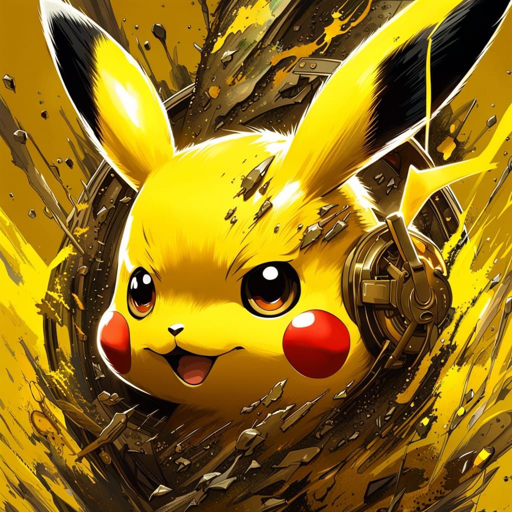 Sci-Fi Anime Pikachu Face: Yellow Gloss Painting