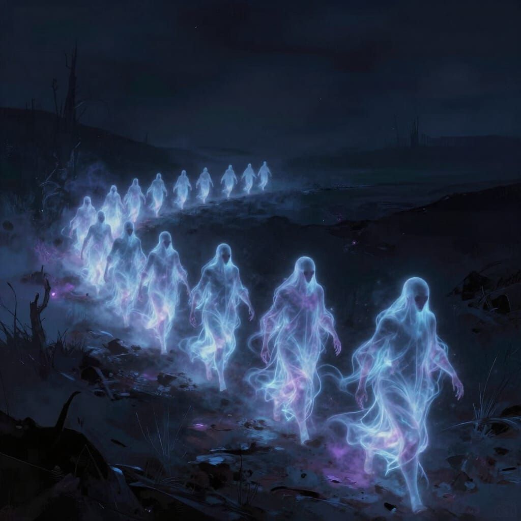 Ethereal Ghost Army on Desolate Battlefield